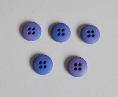 Set 5 Purple Vintage Buttons Matte Finish 4-Hole Flat 5/8"  - Image 1 of 4