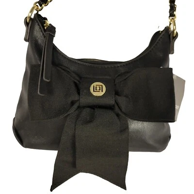 Bolso Cartera Liz Claiborne Kandi Mini Mango Superior Cadena Cinta Grosgrain Lazo Negro Foto 1 de 4