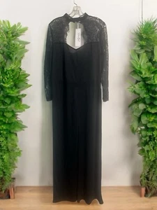 Rosegal Black Lace Jumpsuit 2XL 16 Gothic Long Sleeve Wide Leg Pantsuit NWT - Picture 1 of 5