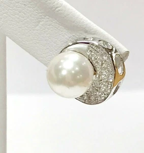 ORECCHINI IN ORO BIANCO 18KT DIAMANTI CT 0,28 PERLE REGALO ANNIVERSARIO AMORE - Foto 1 di 6