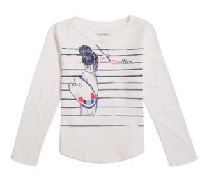 Nautica Girls "Paint The Day" Long Sleeve Graphic T-Shirt - Glitter Ink - Picture 1 of 4