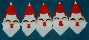 5 SUPER CUTE VINTAGE MCM FELT SANTA NAPKIN HOLDERS - Bild 1 von 1