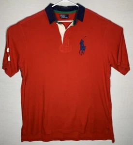 Polo Ralph Lauren Short Sleeve Large Big Pony Red #2 Shirt Rugby P78 - Picture 1 of 15