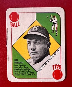 GENE HERMANSKI 1951 TOPPS RED BACKS VINTAGE LOW GRADE BASEBALL CARD #11 