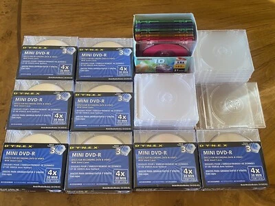 Lot 24 DVD-R 3-inch Discs 1.4 GB / 30 Min Recordable DVD + 20 Slim Jewel Cases - Image 1 of 4