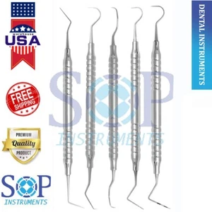 5× Dental Explorers Diagnostic Probes Set Hollow Handle Double Ended Instruments - Picture 1 of 6