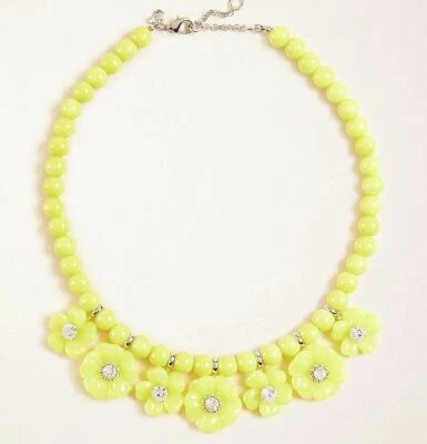 Novo Colar Ann Taylor Flor Resina Espumante Branco Amarelo Limão Declaração 17"  - Imagem 1 de 2