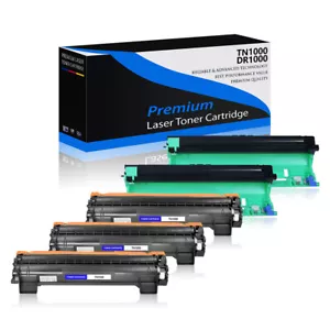 Toner 3 pezzi TN1000 + batteria 2 pezzi DR1000 per Brother HL 1110 1110E 1112E 1112R 1210 - Foto 1 di 24