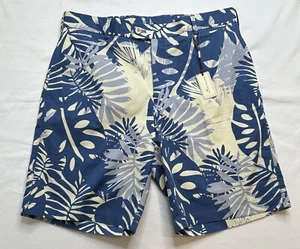 New Peter Millar Golf Shorts Size 34 x 9 Blue Floral Flat Front NWT - Picture 1 of 6