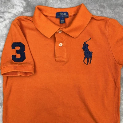 POLO RALPH LAUREN Polo Shirt Boys 7 Classic Knit Short Sleeve Big Pony #3 Orange - Image 1 of 4
