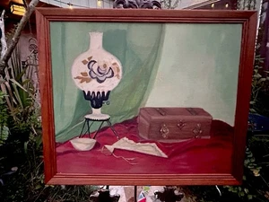 1960 Stillleben Gemälde signiert Addie King, gerahmte Außenseiterkunst - Bild 1 von 17