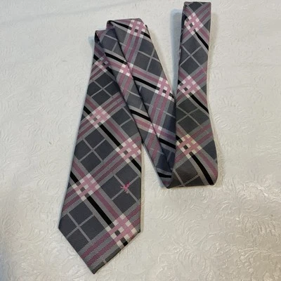 Susan G Komen 领带结 HOPE 灰色粉色格子领带丝带聚酯纤维 — 第 1/4 张图片