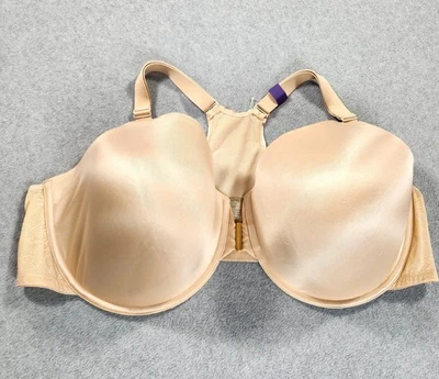 NUEVO CON ETIQUETAS Catherines Intimates Beige Cierre Frontal Con Aros Camiseta Sujetador Espalda Corredora 54DD Foto 1 de 4
