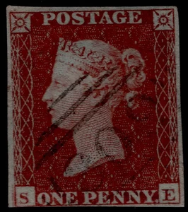 GB QV SG8, SCARCE 1d red-brown PLATE 176, USED. Cat £2500. WILLIAMS CERT SE - Picture 1 of 1