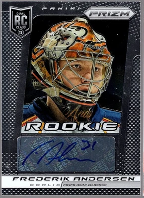 FREDERIK ANDERSEN 2013-14 Panini Prizm Rookie Auto Anaheim Ducks Autographs RC - Image 1 of 2