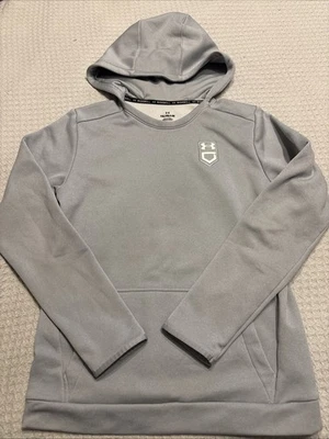 Youth Xl Under Armour Baseball Hoodie Front Pouch Pocket Gray - Image 1 of 4