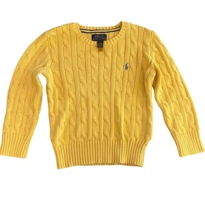Ralph Lauren Kids Cable-Knit Cotton Sweater Yellow Size 4 Boys - Picture 1 of 6