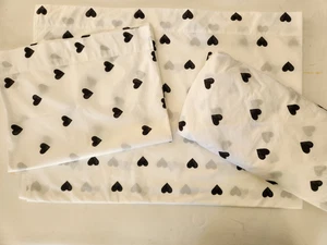 Pristine POTTERY BARN TEEN Emily & Meritt Heart Print White Sheet Set Twin XL - Picture 1 of 14
