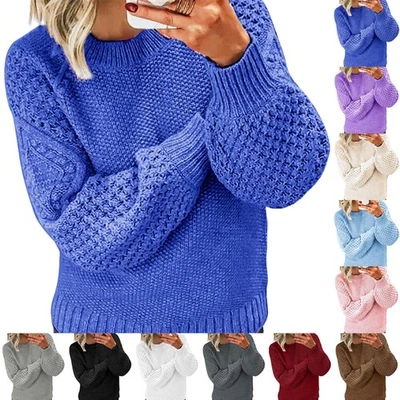 Ladies Womens Knitted Long Sleeve Casual Jumper Pullover Sweater Tops PLUS SIZE - Image 1 of 4