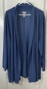 Nuevo con etiquetas Cárdigan Catherines Long Line Frente Abierto Azul 5X Talla Grande Lagenlook Kimono - Imagen 1 de 6