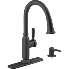 KOHLER Ealing Matte Black Single Handle Pull-down Kitchen Faucet R28703-SD-BL
