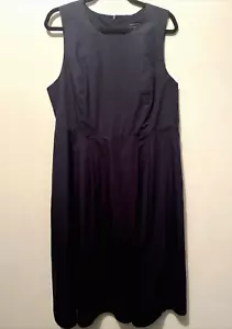 Banana Republic Organic Cotton Midi Dress Sleevless Pleated Front Blue SZ 16 P - Picture 1 of 5