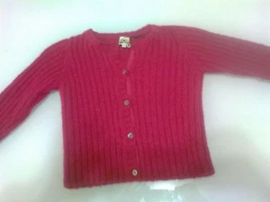 Bonton girls fushia wool ribbed cardigan size 4 - Picture 1 of 1