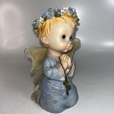 Figura de colección de resina de primera comunión ojos azules pelo rubio bebé adorno de pastel 6" Foto 1 de 4