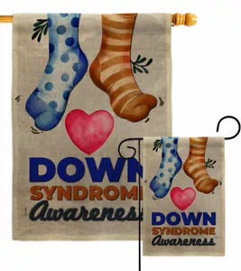 Bandiera da giardino sensibilizzazione sindrome di Down supporto regalo decorativo cortile casa striscione - Foto 1 di 19