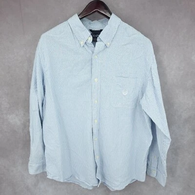 Chaps Shirt Mens XL Blue Striped Button Up Long Sleeve Cotton - Image 1 of 4