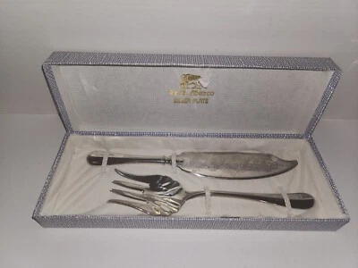 S MARCO ITALY VINTAGE SILVER PLATE FISH SERVERS AS NEW IN ORIGINAL BOX - Image 1 of 4