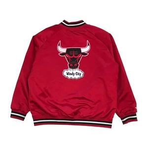 MITCHELL & NESS CHICAGO BULLS SATIN BOMBER JACKET 2XL XXL JORDAN PIPPEN BIG LOGO - Picture 1 of 4