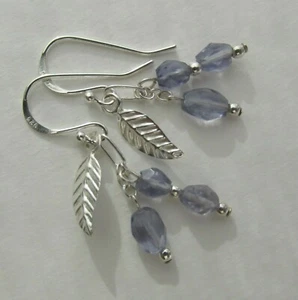 zarte Iolith Wasser-Saphir Ohrringe Ohrhänger 925 Silber v. ATELIER Blatt Charms - Bild 1 von 6