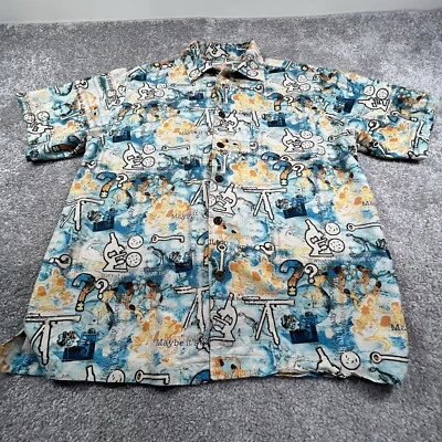 Camisa Hawaiana Margaritaville Para Hombres M Azul Ciencia Seda Son las 5 en punto En algún lugar Foto 1 de 4