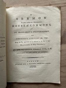 Thomas Hay Signed Sermon To The House Of Commons St Margaret’s Westminster - Picture 1 of 6