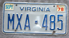 Vintage Virginia License Plate Mxa 485 Auto Car Metal Man Cave Art Sign