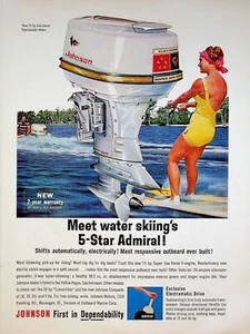 1963 Johnson Sea-Horse Eletramatic Outboard Boat Motor Vintage Print Ad - Picture 1 of 2