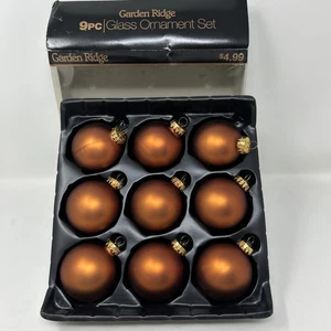 Vintage Garden Ridge Glass Christmas Ornament Mate Copper 2-3/4" Set Of 9 - Picture 1 of 11