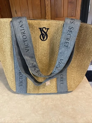 Victoria's Secret Large Tote Bag Weekender, Beach, Logo, beige/blue color.New WT - Image 1 of 4