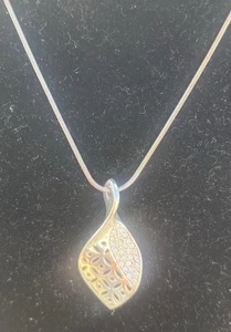 Brighton Geo Twirl Shine Cutout Silver Crystal Pendant Necklace B66 - Picture 1 of 4