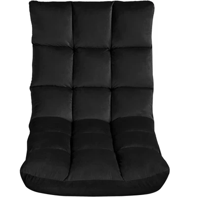 Cadeira de jogos dobrável de chão reclinável 14 posições ajustável preguiçosa preta - Imagem 1 de 4