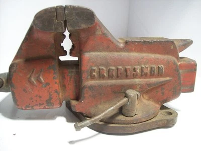 TORNILLO DE BANCO ARTESANAL VINTAGE 506-51800 mordazas de 3,5" con base giratoria y cuerno de yunque Foto 1 de 4