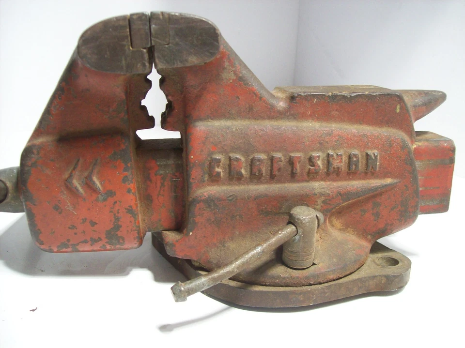 TORNILLO DE BANCO ARTESANAL VINTAGE 506-51800 mordazas de 3,5" con base giratoria y cuerno de yunque Foto 1 de 4