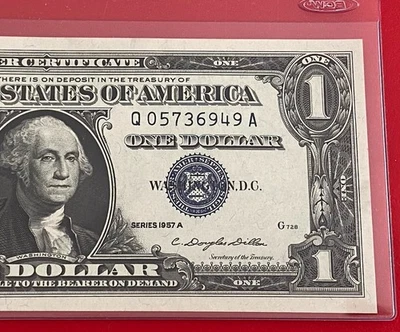 1957 A $1 Dollar Silver Certificate (Blue Seal) Block Q-A , Uncirculated - Image 1 of 3