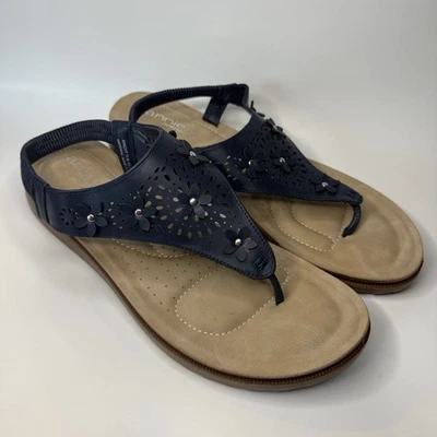 Annie Comfort 黑色花卉口音绑带凉鞋 尺码 11M — 第 1/4 张图片