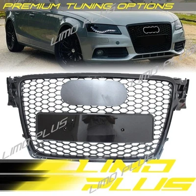 RS4 Style Honeycomb Mesh Front Grille for Audi A4 A4 Quattro S4 B8 09-12 Foto 1 de 4
