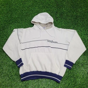 Vintage 90s Wilson Tennis Hoodie Womens XL 23x23 Boxy White - Picture 1 of 14