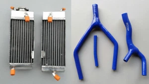 Radiador de aluminio + manguera azul para Yamaha YZ125 YZ 125 1989 1990 1991 1992 89 90 91 - Imagen 1 de 7