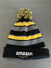 Amazon Employee Beanie Hat - Black And Yellow Stripe With Pom