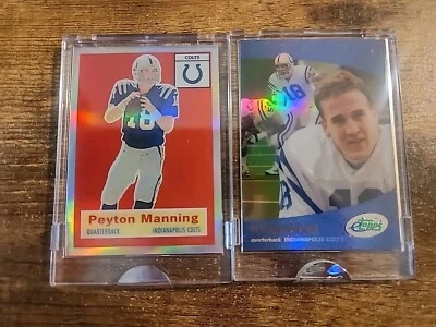 2000 ETopps Peyton Manning #9+2010 ETopps Retrofractor Peyton Manning... - Image 1 of 4